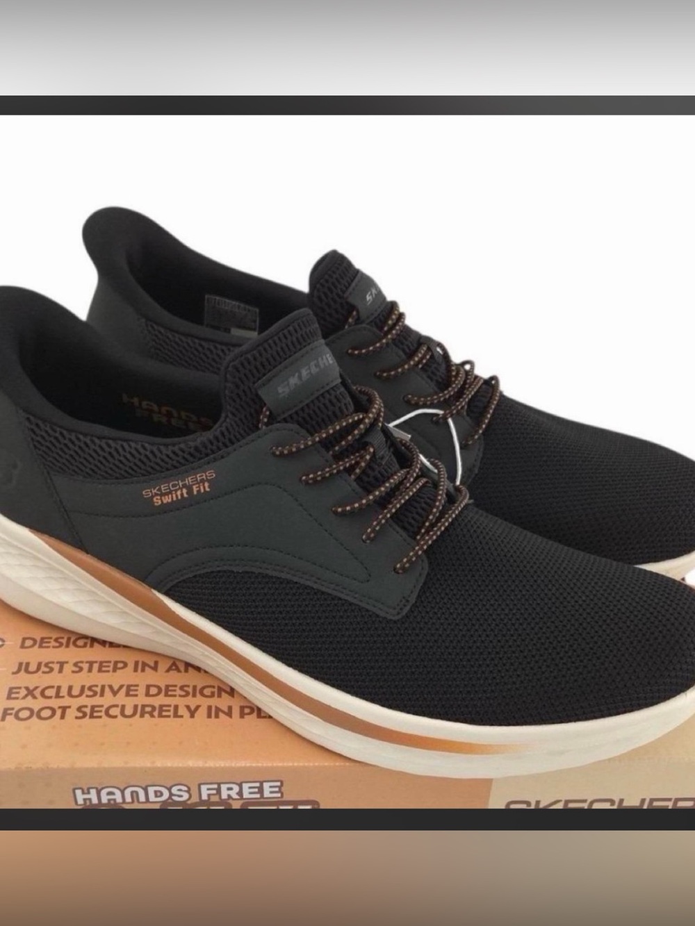 Skechers Mens Hands Free Swift Fit Sneakers Black Size 12 M US